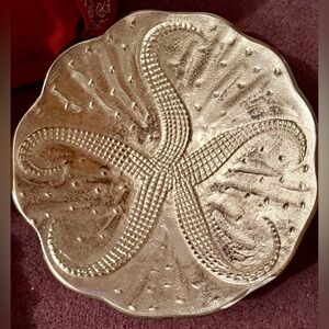 Starfish Pewter Coastal Nautical Decor Bowl 11”